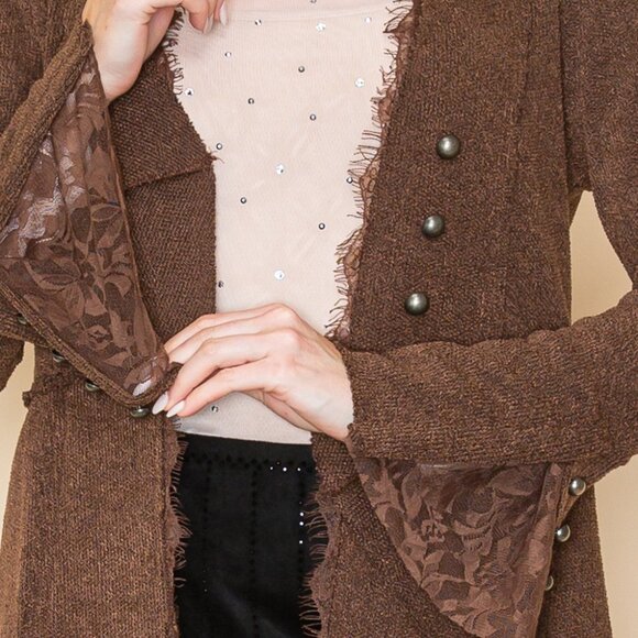 VOCAL BROWN cardigan duster western studded military MAGNOLIA BOHEMIAN WRAP S-3X - Picture 6 of 16
